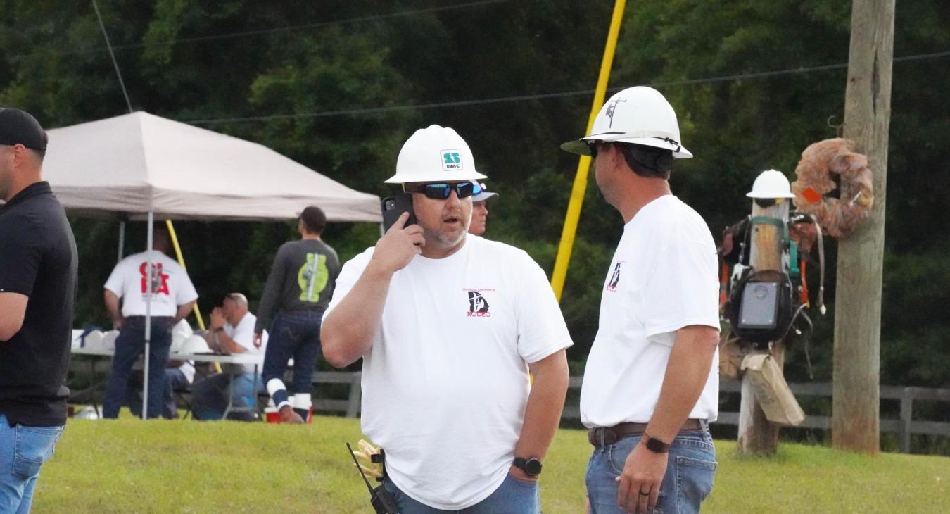 Director of Line Services, Bobby Fincher (left), spent the entire week leading up to the Georgia Lineman’s Rodeo coordinating and preparing for the event.