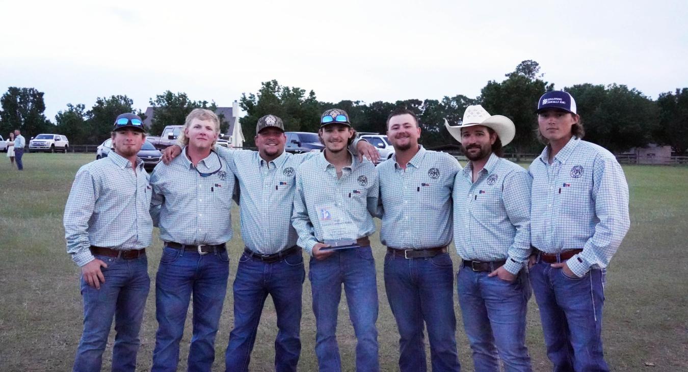 (Left to right) Apprentices Nicholas Hatcher, Branen Bramblett, Sawyer Hill, Aaron Mauldin, Chris Burney, Gabe Lunsford and Cole Rusk after the awards banquet of the Georgia Lineman’s Rodeo.