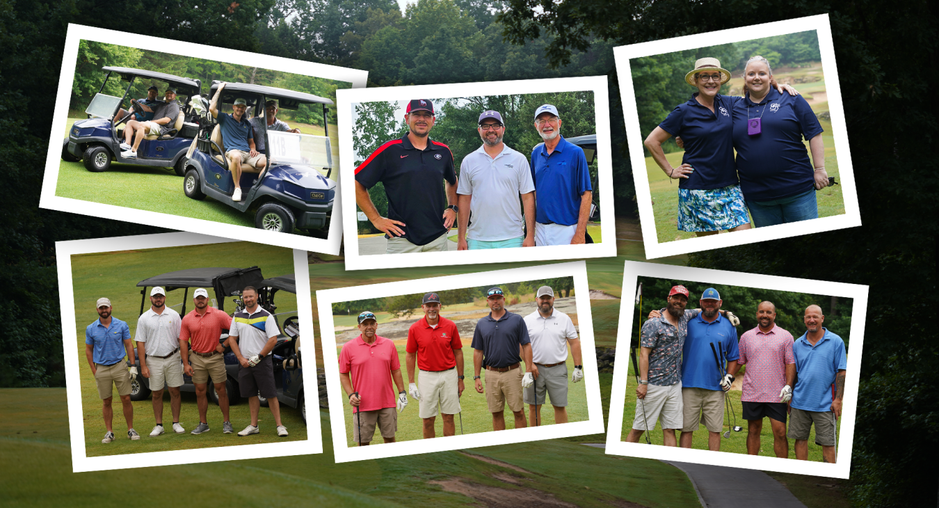 Collage of Snapping Shoals EMC employees and friends at Relay for Life Golf Tournament