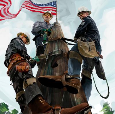 Art of Don Ritchey, Victor Hurst and Harry Reeves during opening flag ceremony