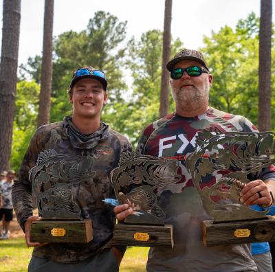 Colin Phelps and Charlie Adams with their trophies