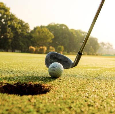 Golf ball and club